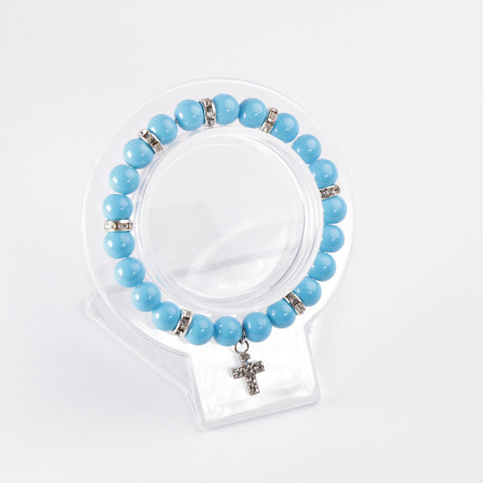 Blue Serenity Cross Bracelet