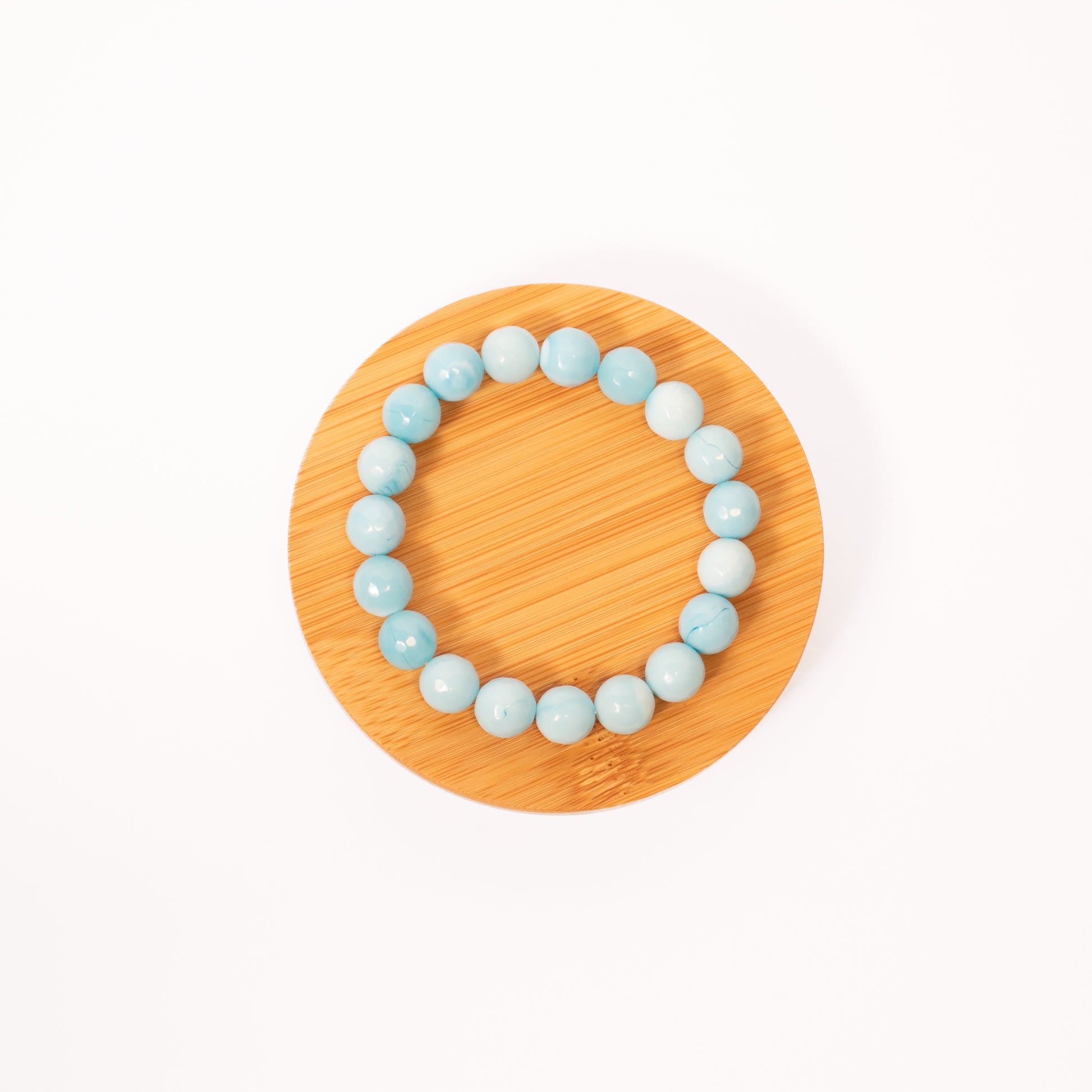 Light Blue Crystal Rondelle Beaded Bracelet, Top View Bracelet