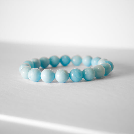 Light Blue Crystal Rondelle Beaded Bracelet, Front Bracelet