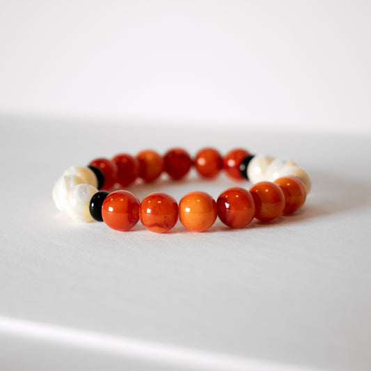 Orange Splatter Glass Beaded Bracelet, Front Bracelet