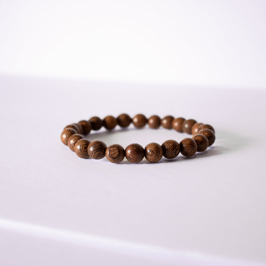 Rustic Dark Brown Wooden Beaded Bracelet, Front Bracelet